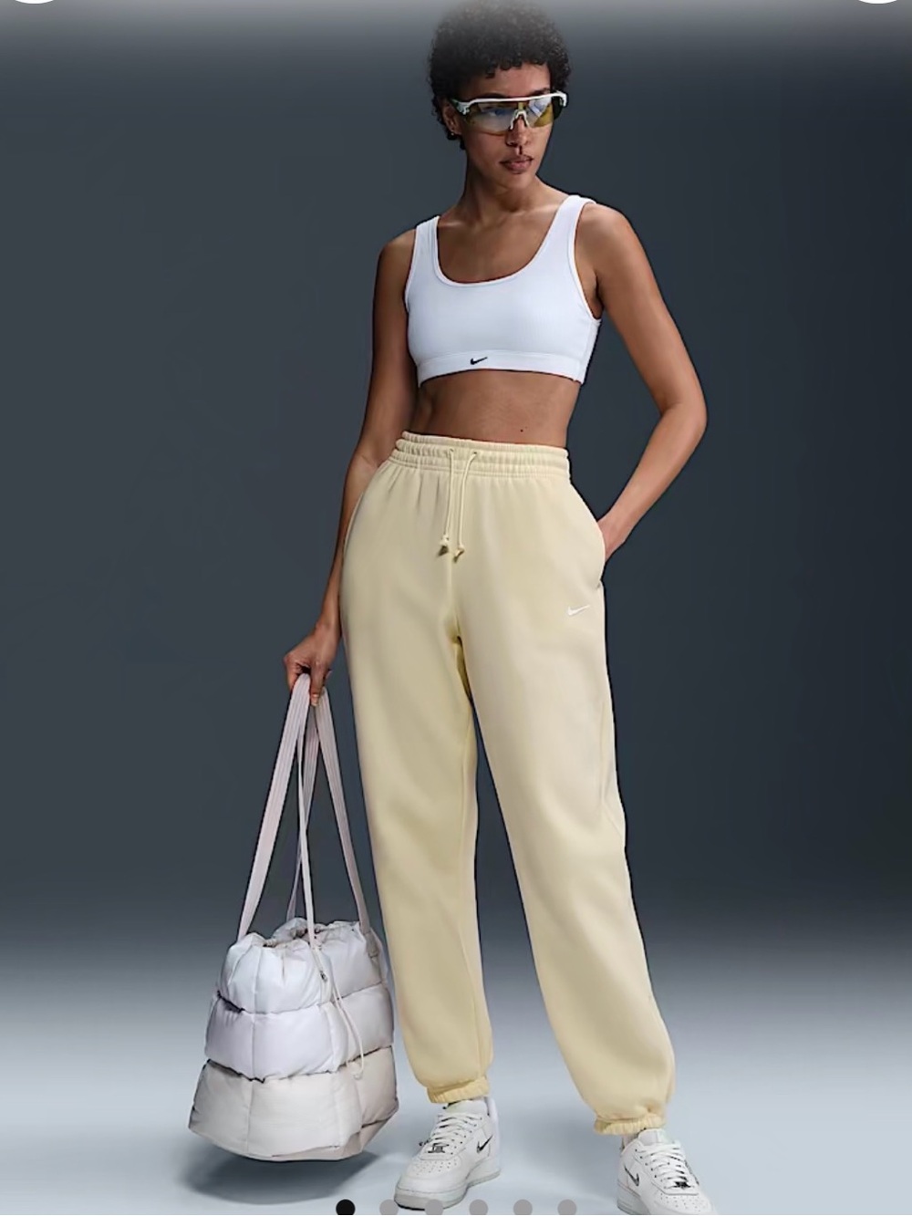 Nike Sportswear Phoenix Fleece High Waisted Sweatpants in Alabaster / Sail